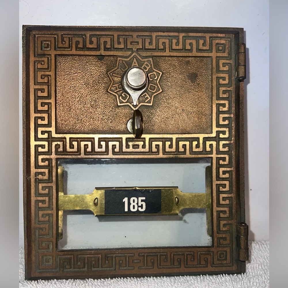 Vintage Antique US Post Office Brass PO Box Door Single Keyless Dial Combo